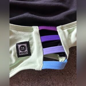 Jolyn Julian 2 Contrast Swimsuit one piece Sz 34 Mint Green Purple Fixed Back
